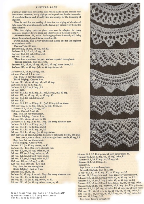 knitted edgings patterns free