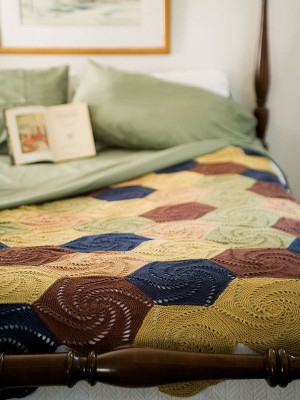 Swirled Hexagons Crocheted Coverlet