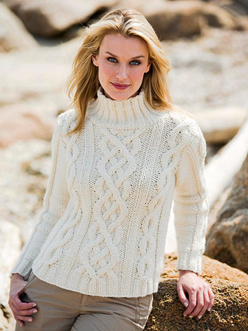 White Cable Knit Sweater Free Knitting Pattern