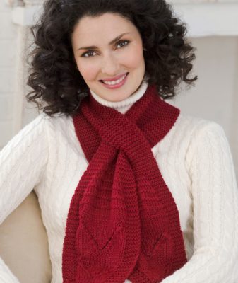 Keyhole Scarf with Lace Knit Pattern - Knitting Bee