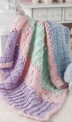 Quick knit panels and bows free baby blanket knitting pattern ...