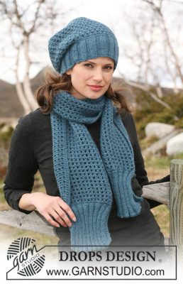 Free hat and scarf with rib and lace pattern - Knitting Bee