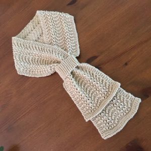 Leather Ring Feather and Fan Ripple Stitch Scarf - Knitting Bee