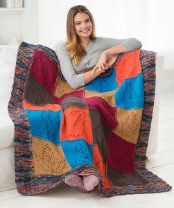 Caring Comfort Knit Throw Free Pattern with Lace Leaf Motif - Knitting Bee