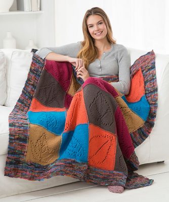 Caring Comfort Knit Throw Free Pattern with Lace Leaf Motif - Knitting Bee