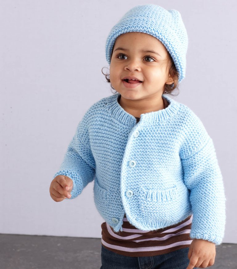 Knit A Simple Style Baby Cardigan and Hat Free Pattern Knitting Bee