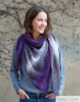 Lace Shawl in variegated yarn free knitting pattern - Knitting Bee