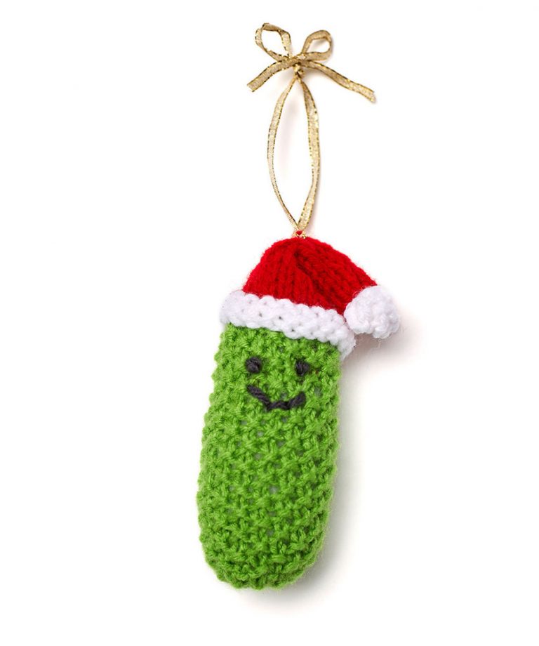 Jolly Pickle Ornament Free Christmas Knitting Pattern Knitting Bee