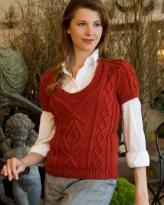 Short Sleeve Cable Vest Free Knitting Pattern - Knitting Bee
