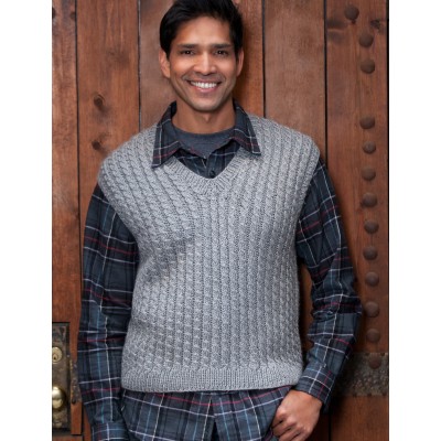Caron Dad's Cabled Vest Free Knitting Pattern - Knitting Bee
