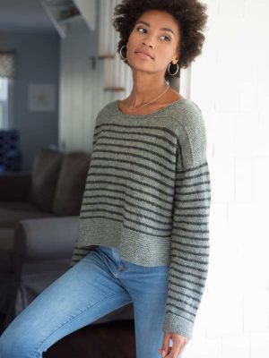 Parnell Striped Ladies Sweater Free Knitting Pattern - Knitting Bee