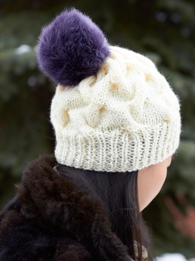 Patons Cable Hat with Pompom Free Knitting Pattern - Knitting Bee