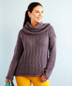 Feather Chic Sweater & Removable Cowl Free Knitting Pattern