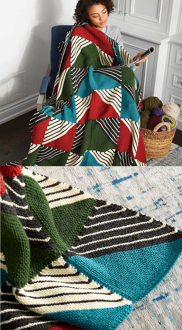 Knit Patchwork Blanket Free Pattern Knitting Bee