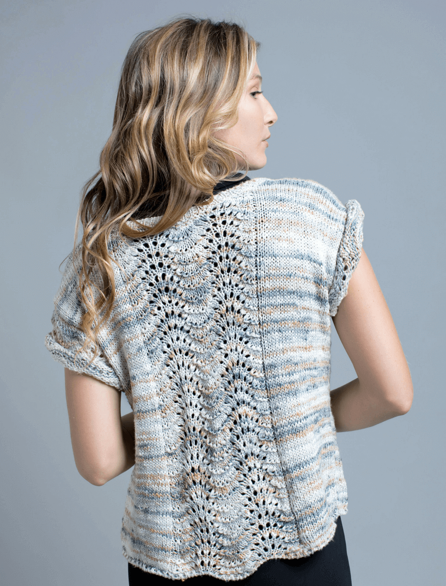 Aqua Feather and Fan Top Free Knitting Pattern for Women