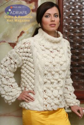 Free Knitting Pattern Chunky Sweater with Cables and Bobbles - Knitting Bee