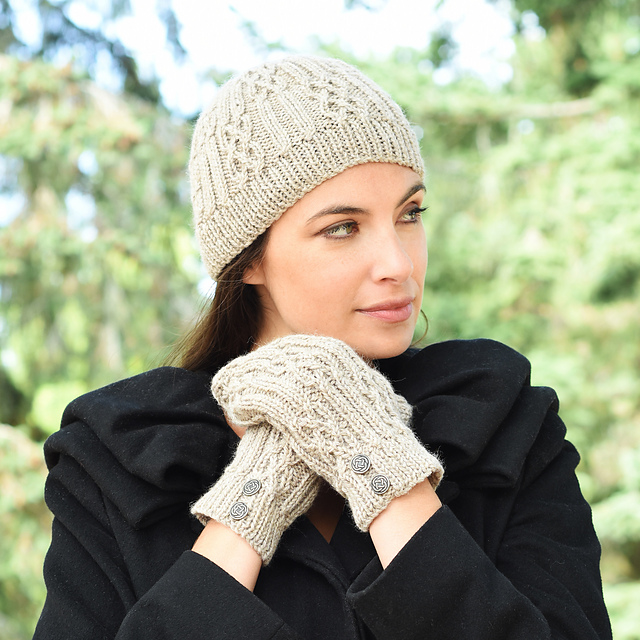 Free Knitting Pattern for a Celtic Cable & Rib Beanie & Mittens 1 ⋆ ...