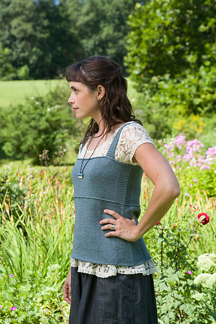 Free Knitting Pattern for Elowyn Top. Easy to to knit for Spring you can use for layering.