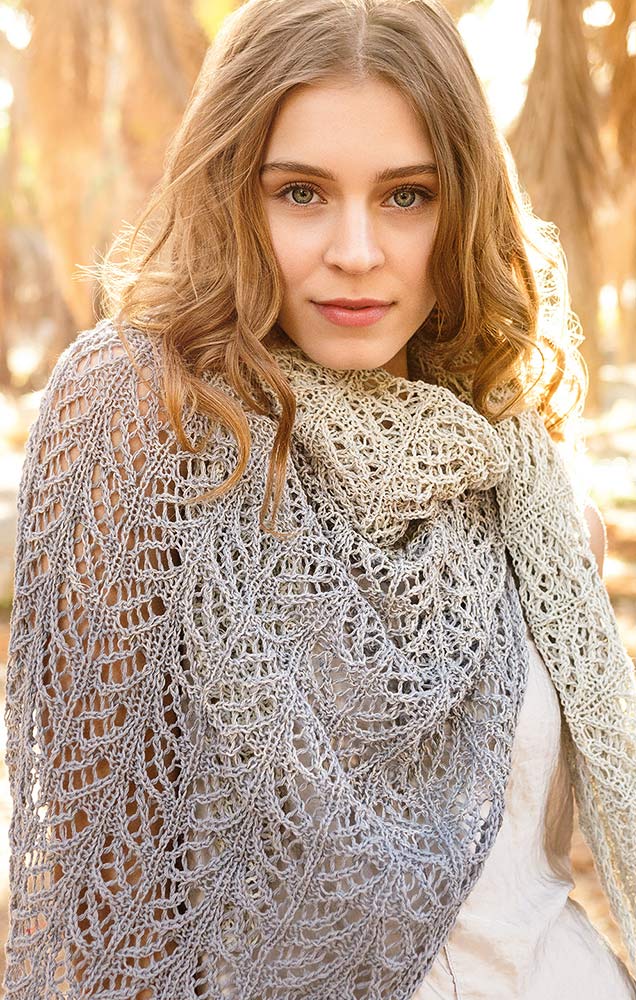 Free Knitting Pattern for a Triangle Lace Leaf Shawl