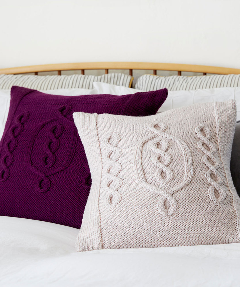 Free Knitting Pattern for a Cabled Hygge Chic Knit Pillow