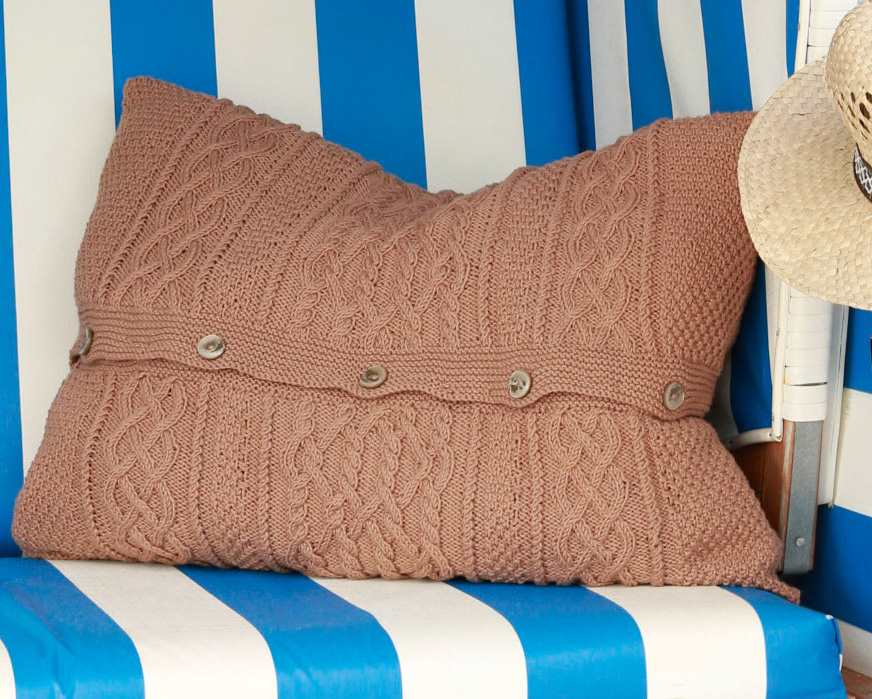 Free Knitting Pattern for a Cabled Cushion Cover