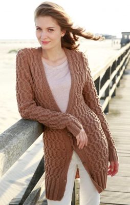 Free Knitting Pattern for a Long All Over Cable Cardigan - Knitting Bee