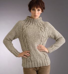 Free Knitting Pattern for Raglan Eyelet Cable Sweater - Knitting Bee