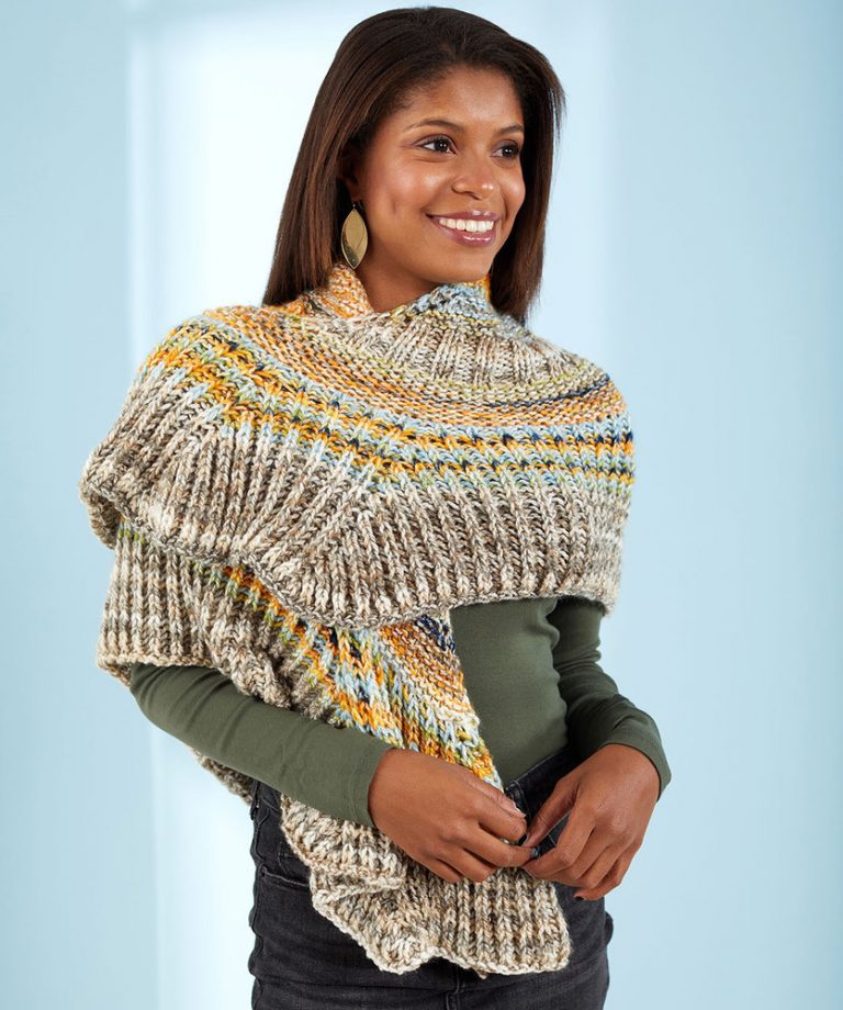 Free Knitting Pattern for a Beautiful Brioche Shawl Knitting Bee