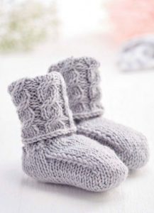 Free Knitting Pattern for Quick Cable Baby Boots - Knitting Bee