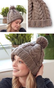 Free knitting pattern for a cable hat with rib stitch edge - Knitting Bee