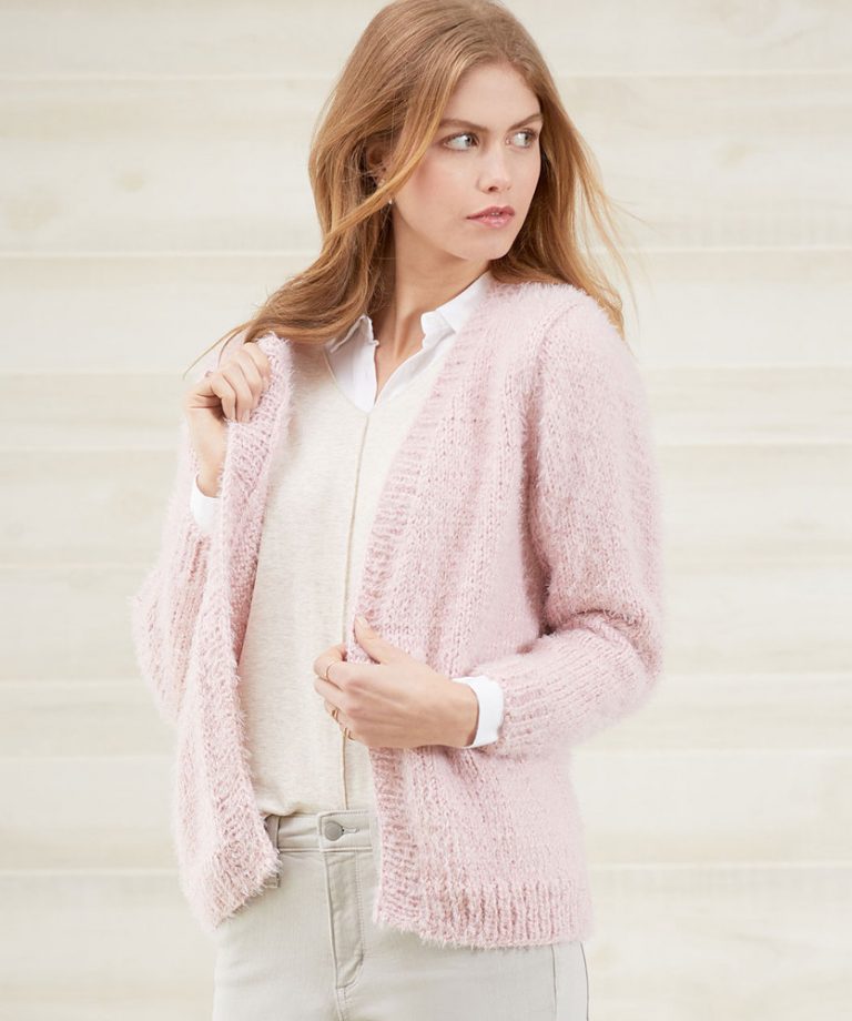 Free Knitting Pattern for a No-Button Cozy Knit Cardigan - Knitting Bee