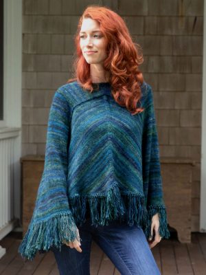 Free Knitting Pattern for a Poncho with Fringing - Knitting Bee