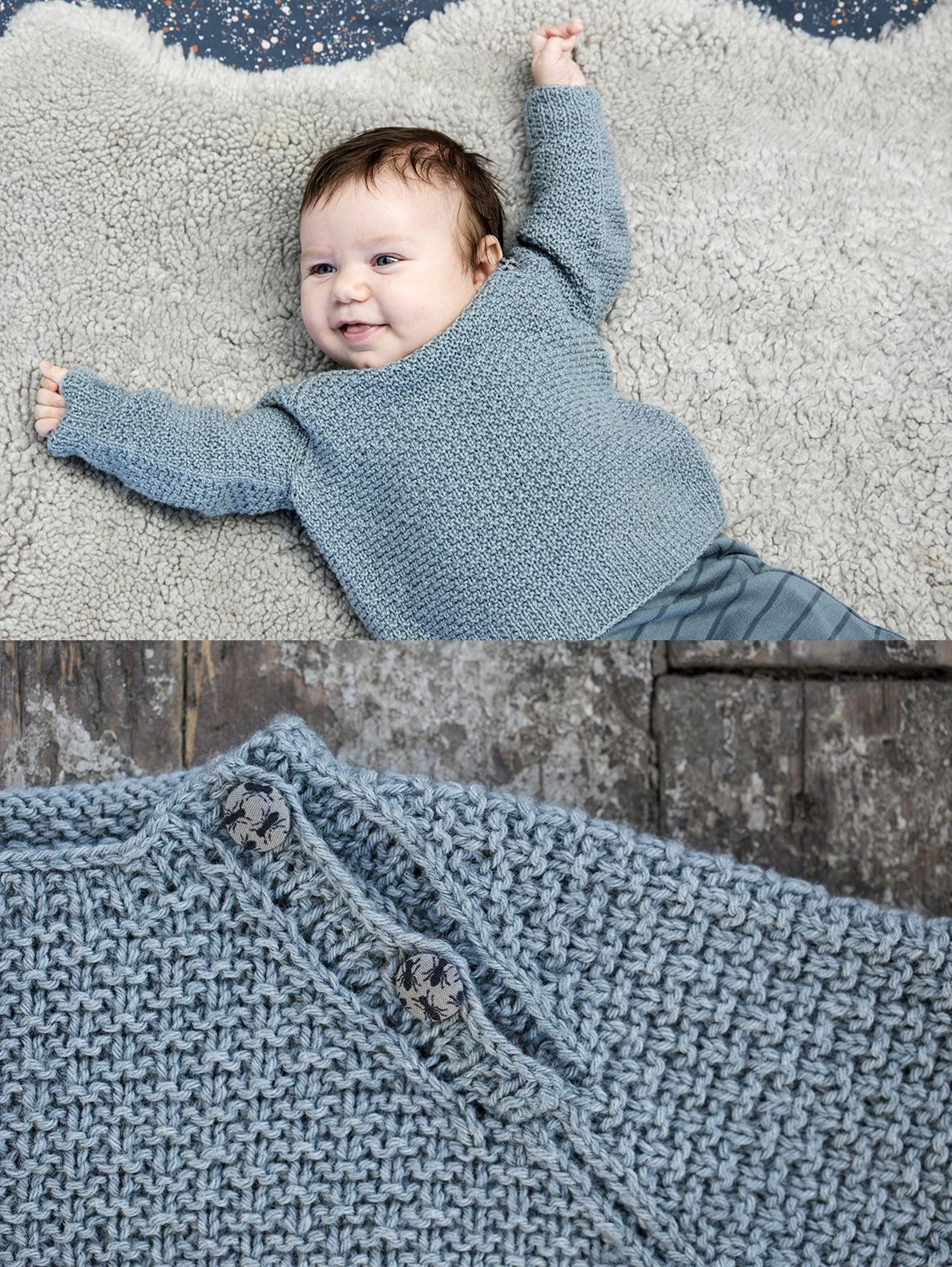 Free Knitting Pattern for a Baby Sweater Elliot - Knitting Bee