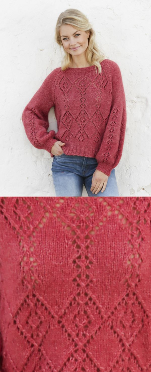 Free Knitting Pattern for a Diamond Lace Sweater - Knitting Bee