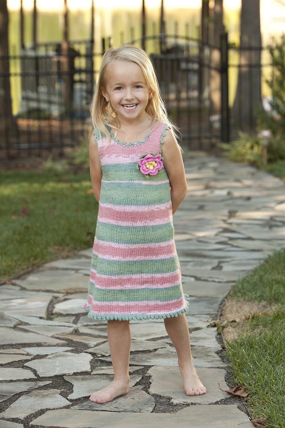 Free Knitting Pattern For A Girls Picot Sundress Knitting Bee 