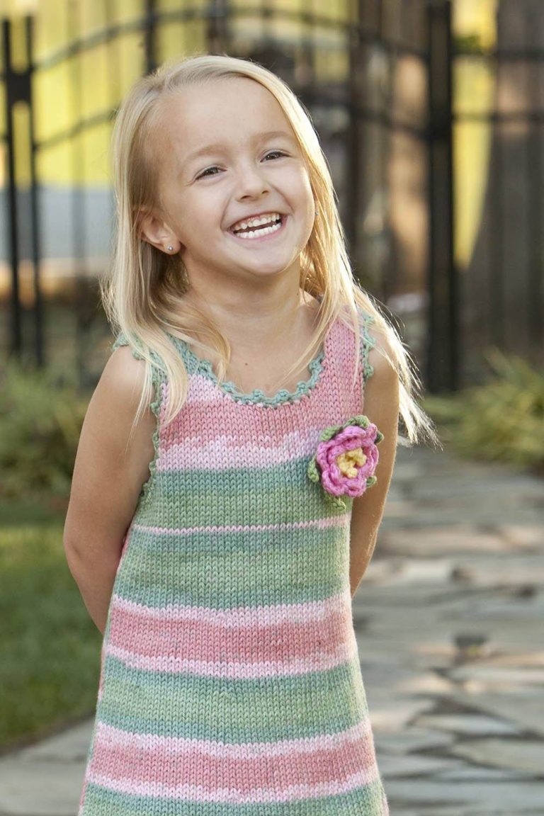 Free Knitting Pattern for a Girl's Picot Sundress Knitting Bee