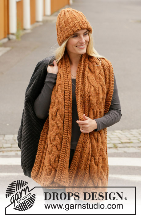 Knitting pattern for bobble hat and scarf
