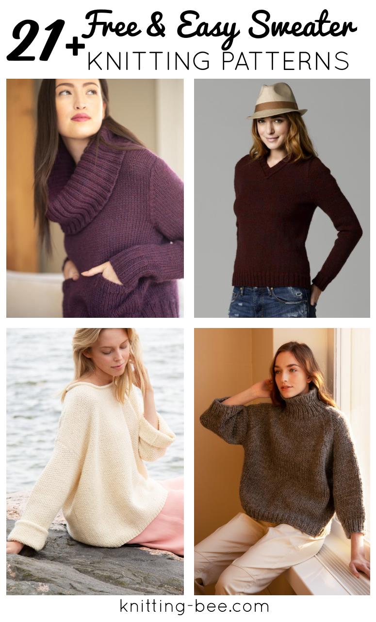 21+ Easy Knitting Patterns for Women's Sweaters in 2020 Free - Knitting Bee