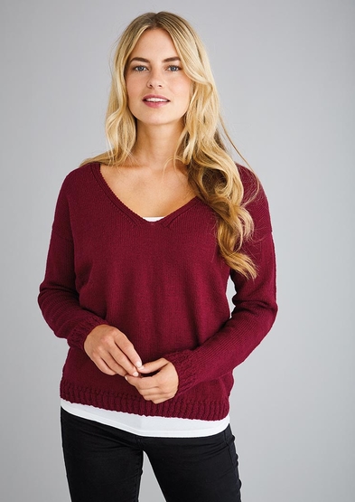 Free knit pattern for an easy v neck sweater for women