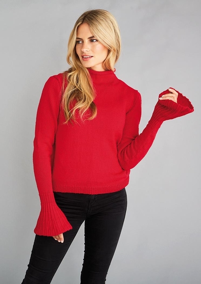 Free knitting pattern for a sweater with bell sleeves