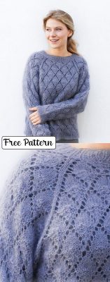 Free Knitting Pattern for a Diamonds Lace Sweater - Knitting Bee