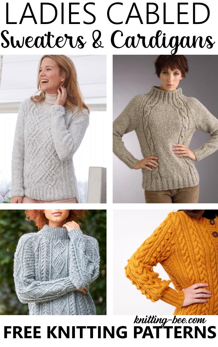 Ladies coat cable border knitting pattern chunky. cardigan jacket.