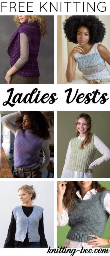 Womens Sleeveless V Neck Cable Knit Slipover Tank Top DK Pattern