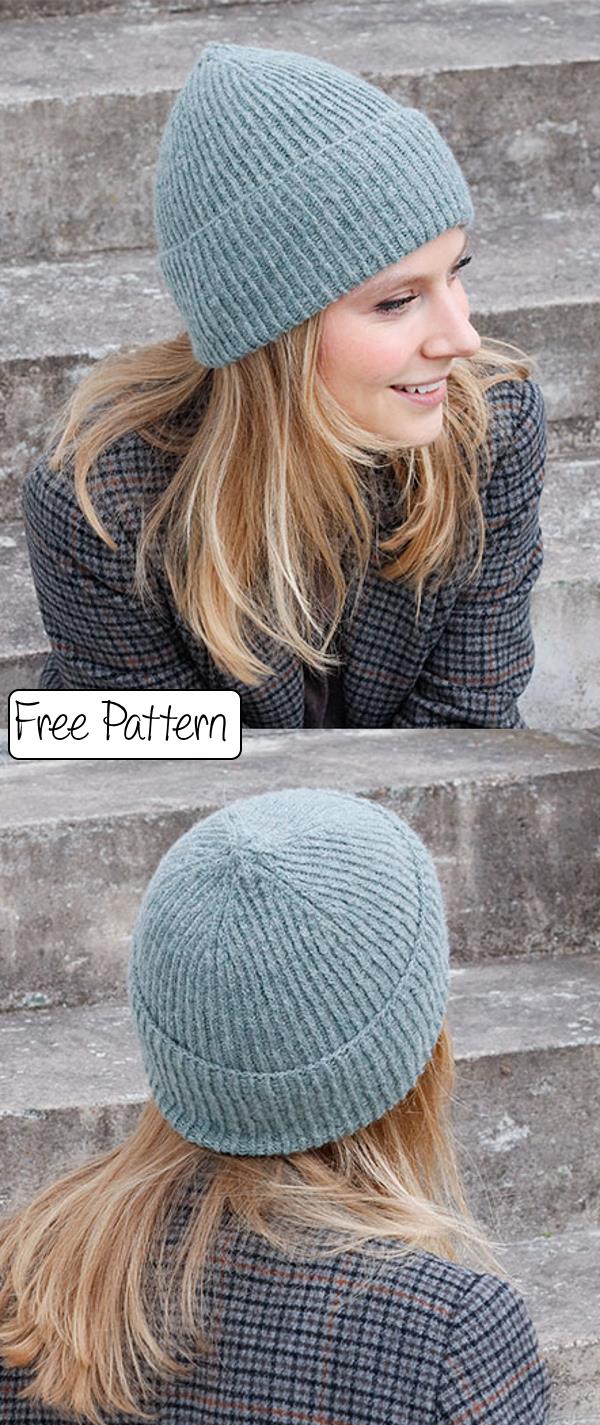 Free Knit Pattern for a Simple Rib Beanie Knitting Bee