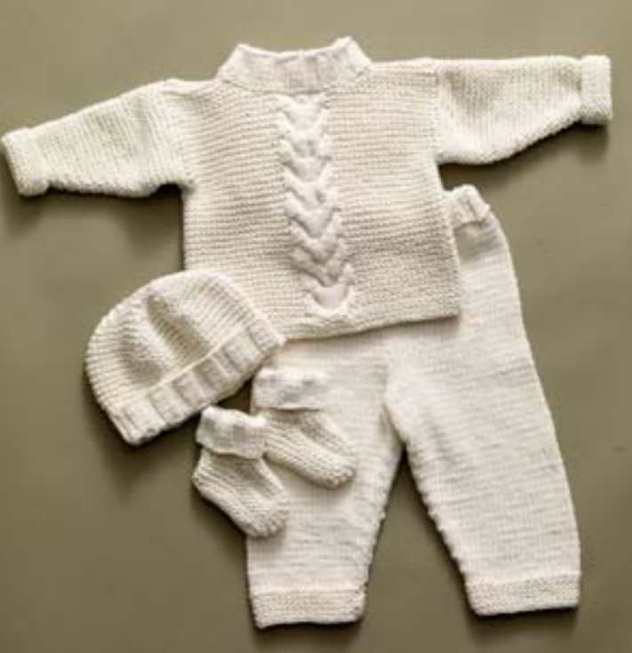 Aubin Baby Knit Set Matching Baby Sweater and Pants  Knitting with  Chopsticks