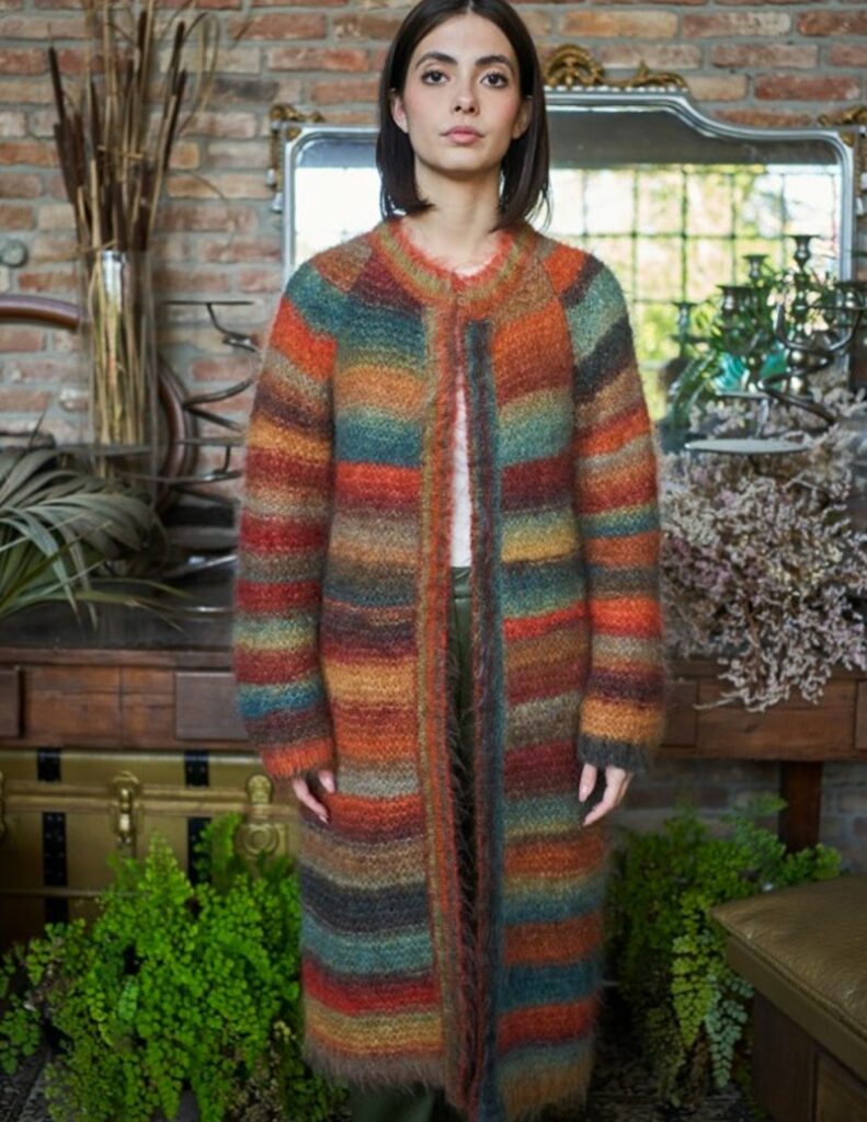 Free Knit Pattern for a Ladies Long Mohair Cardigan - Knitting Bee