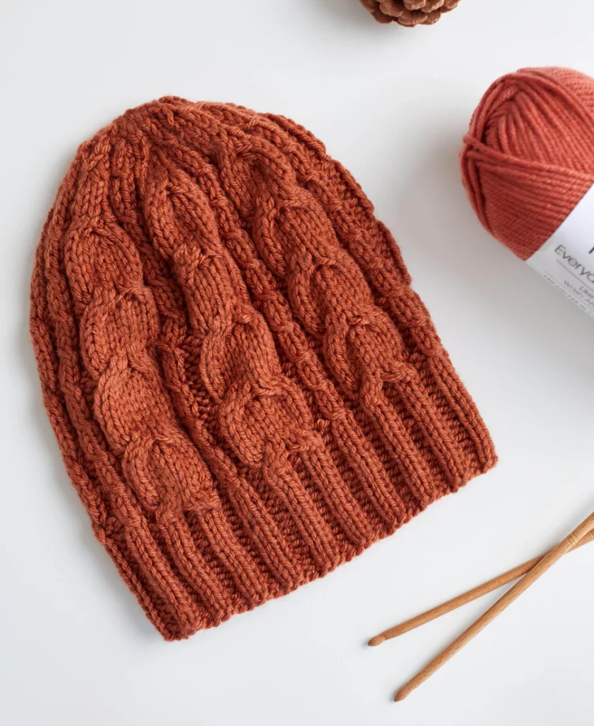 Free cabled beanie knitting pattern