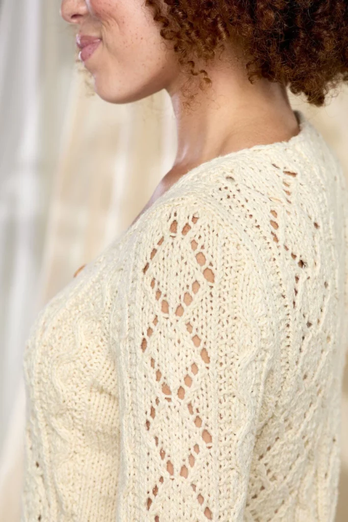 Free Knitting Pattern for a Cropped Lace Cardigan