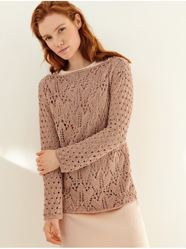 Free Knitting Pattern for a Lace and Eyelet Ladies Sweater