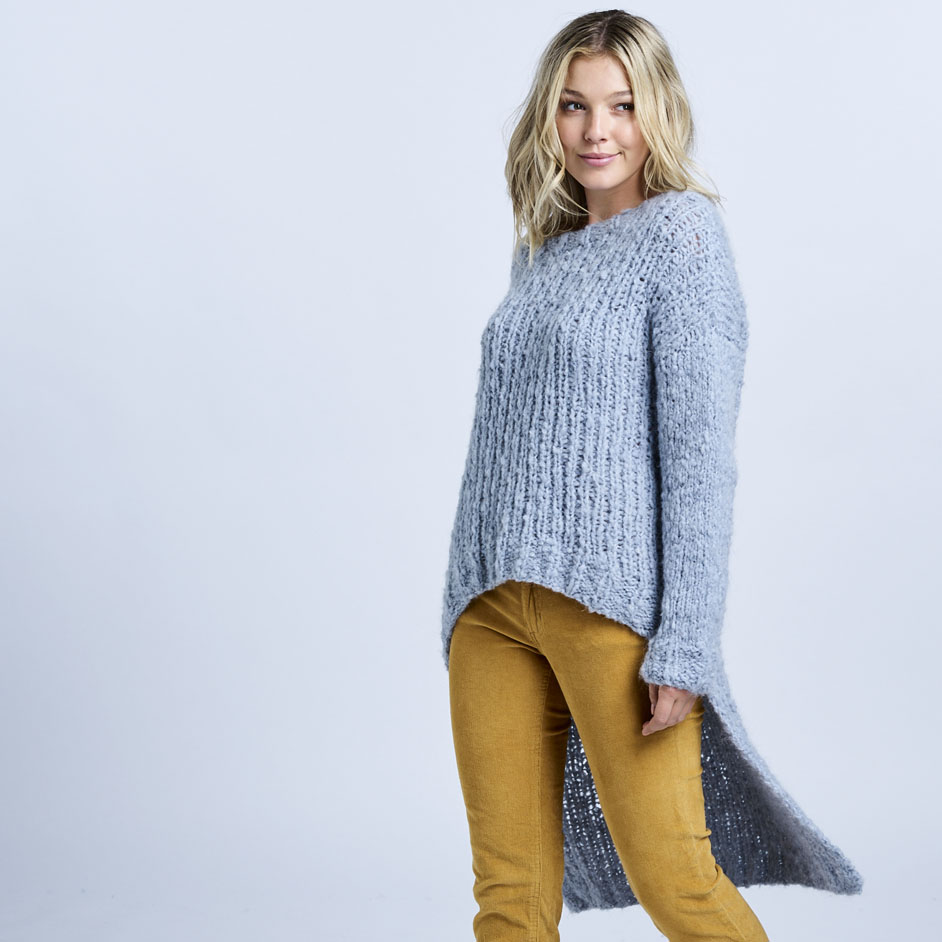 Free Knitting Pattern for a Long Back Jumper